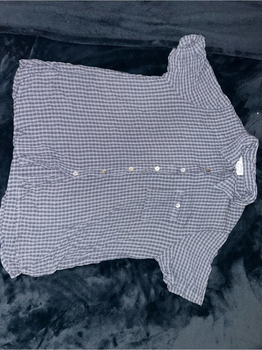 Johnny Was Gray Plaid Short-Sleeve Button Down Shirt